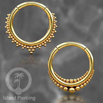 Tindik Telinga Stainless Steel Ear Weight warna gold Clicker Ring sistem magnetik dengan bola