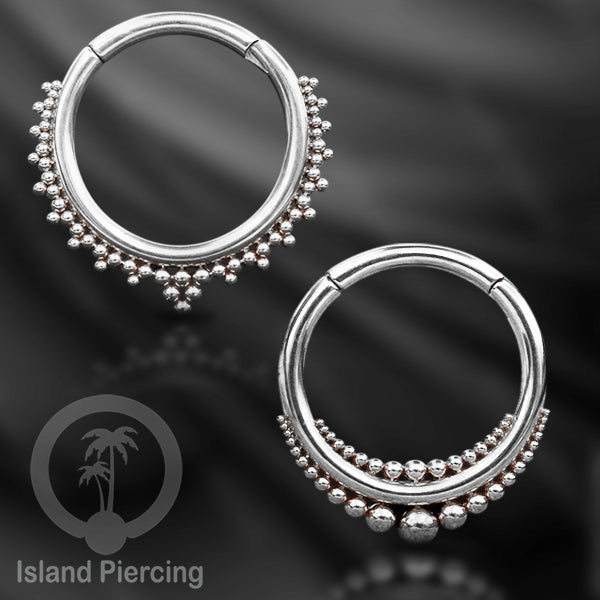 Tindik Telinga Stainless Steel Ear Weight warna silver Clicker Ring sistem magnetik dengan bola