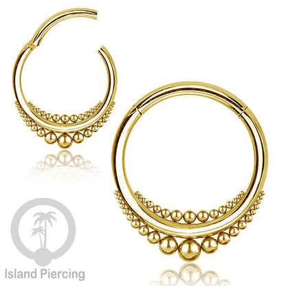 Tindik Telinga Stainless Steel Ear Weight warna gold Clicker Ring sistem magnetik dengan bola