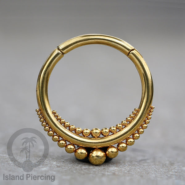 Tindik Telinga Stainless Steel Ear Weight warna gold Clicker Ring sistem magnetik dengan bola