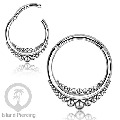 Tindik Telinga Stainless Steel Ear Weight warna silver Clicker Ring sistem magnetik dengan bola