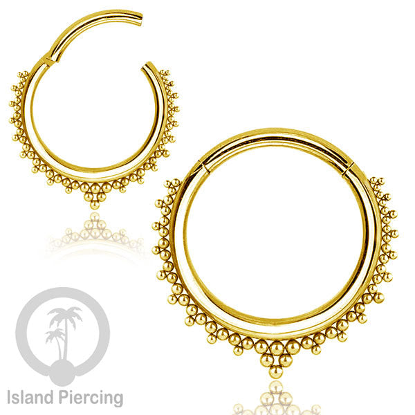 Tindik Telinga Stainless Steel Ear Weight warna gold Clicker Ring sistem magnetik dengan bola