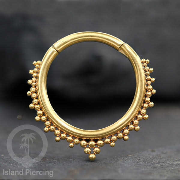 Tindik Telinga Stainless Steel Ear Weight warna gold Clicker Ring sistem magnetik dengan bola