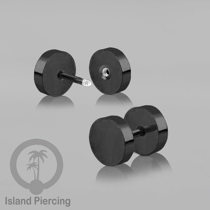 Fake Stainless steel plug warna hitam 4-10mm