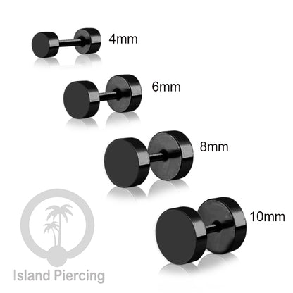 Fake Stainless steel plug warna hitam 4-10mm