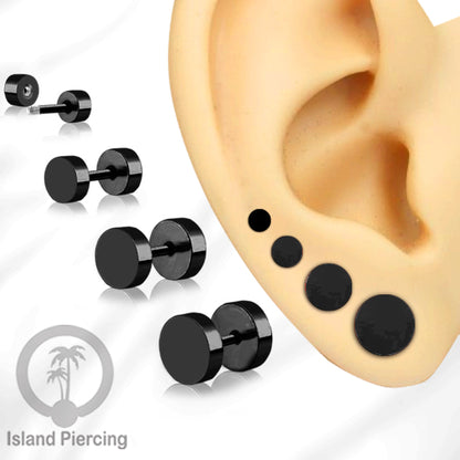 Fake Stainless steel plug warna hitam 4-10mm