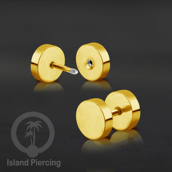 Fake Stainless steel plug warna gold 4-10mm