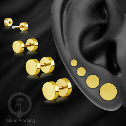 Fake Stainless steel plug warna gold 4-10mm