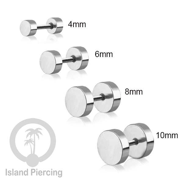 Fake Stainless steel plug warna silver 4-10mm