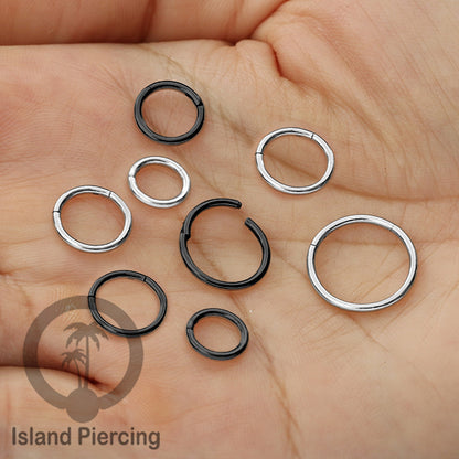 Anting Stainless Piercing Segment ring banyak pilihan ukuran silver &amp; black