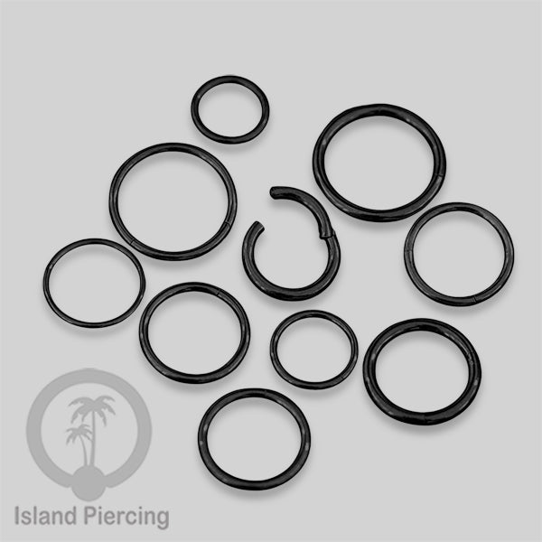 Anting Stainless Piercing Segment ring banyak pilihan ukuran silver &amp; black