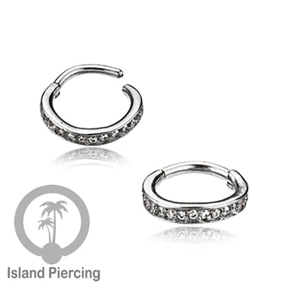 Anting piercing stainless dengan kristal zirconia. Helix, Tragus,Tindik Hidung, Septum