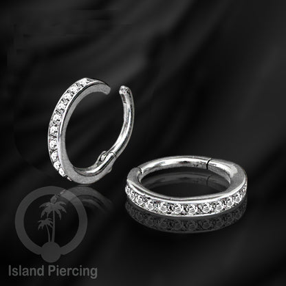 Anting piercing stainless dengan kristal zirconia. Helix, Tragus,Tindik Hidung, Septum