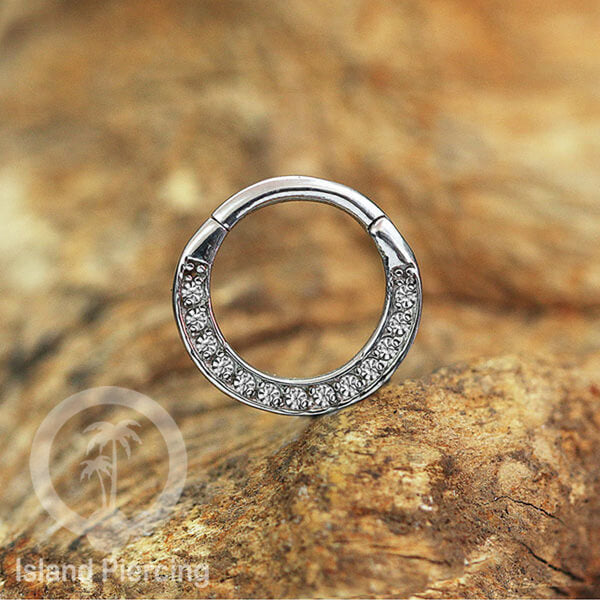 Anting piercing stainless dengan kristal zirconia. Helix, Tragus,Tindik Hidung, Septum
