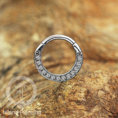 Anting piercing stainless dengan kristal zirconia. Helix, Tragus,Tindik Hidung, Septum