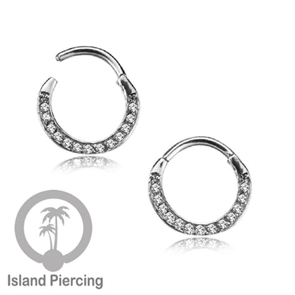 Anting piercing stainless dengan kristal zirconia. Helix, Tragus,Tindik Hidung, Septum