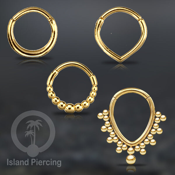 Hinged Segment Ring Anting Tindik Clicker Stainless warna gold, Septum, Tragus, Daith, Helix