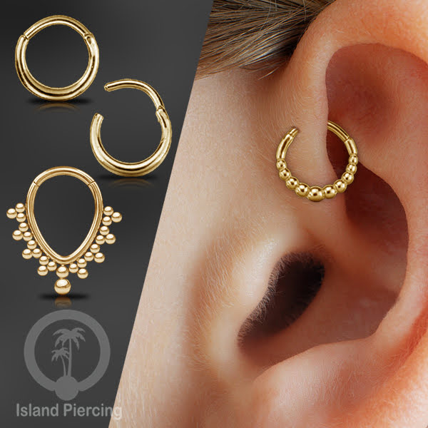 Hinged Segment Ring Anting Tindik Clicker Stainless warna gold, Septum, Tragus, Daith, Helix