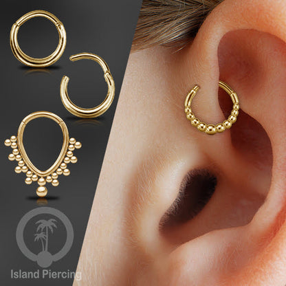 Hinged Segment Ring Anting Tindik Clicker Stainless warna gold, Septum, Tragus, Daith, Helix