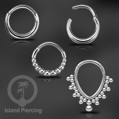 Hinged Segment Ring Anting Tindik Clicker Stainless warna silver, Septum, Tragus, Daith, Helix