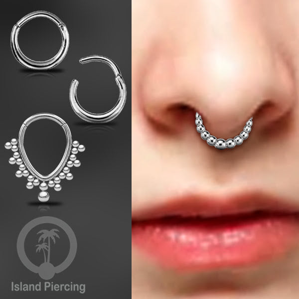 Hinged Segment Ring Anting Tindik Clicker Stainless warna silver, Septum, Tragus, Daith, Helix