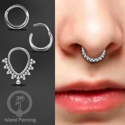 Hinged Segment Ring Anting Tindik Clicker Stainless warna silver, Septum, Tragus, Daith, Helix