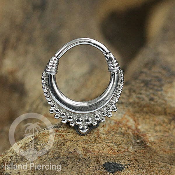 Stainless Steel Anting Clicker Septum Nose Piercing desain istemewa warna silver