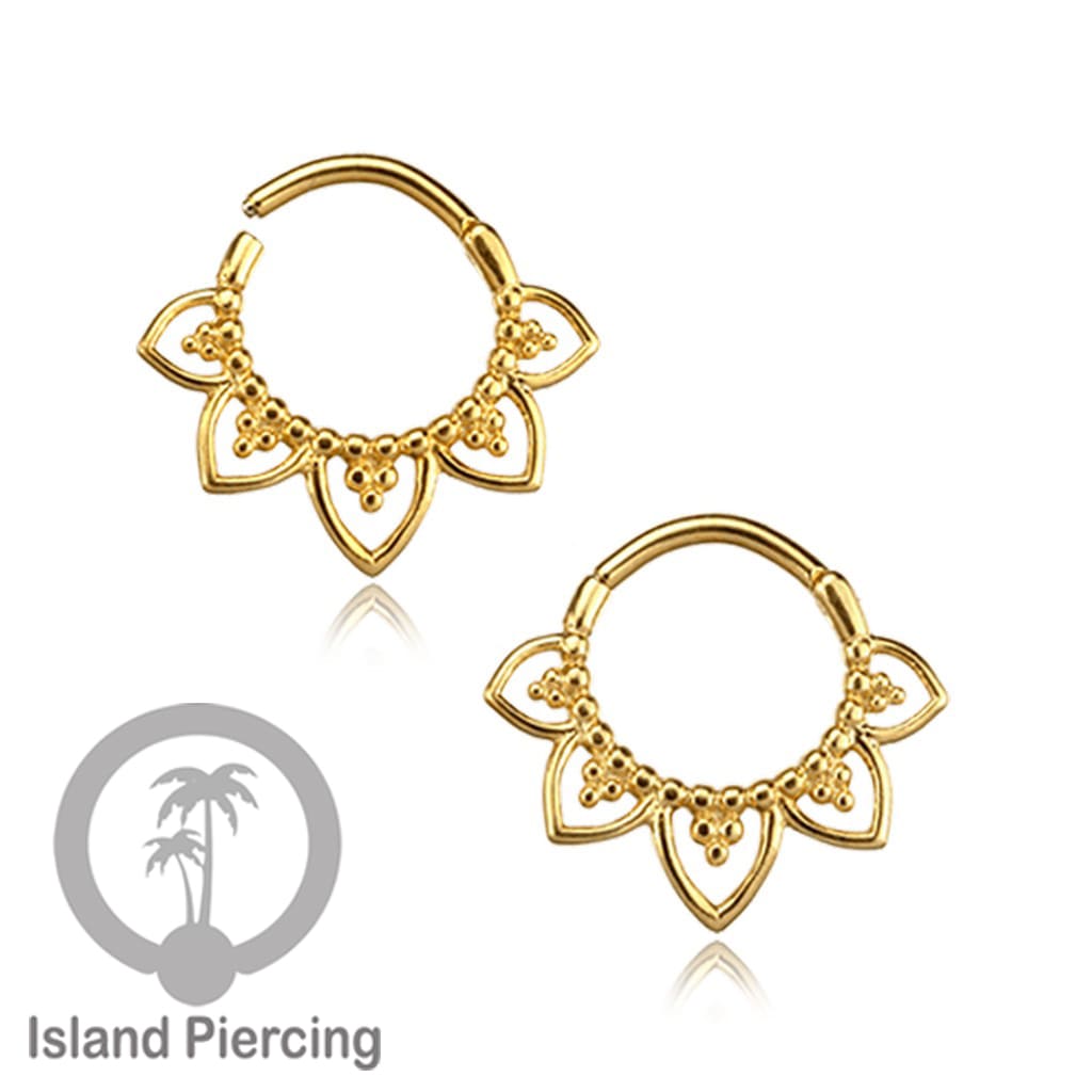 Stainless Steel Anting Clicker Septum Nose Piercing desain istemewa warna gold