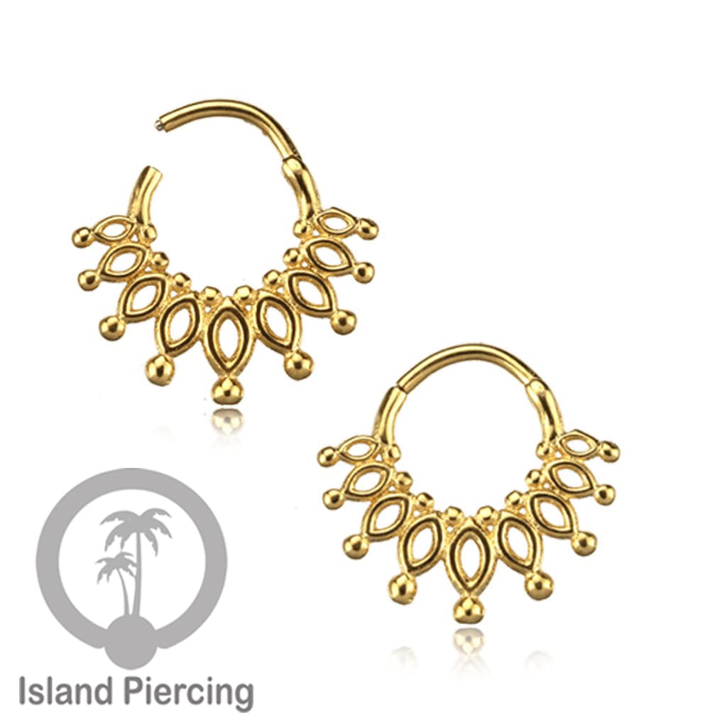 Stainless Steel Anting Clicker Septum Nose Piercing desain istemewa warna gold