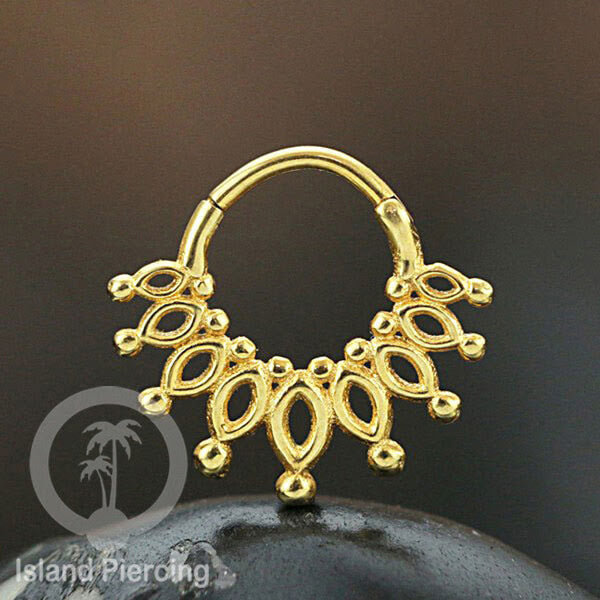 Stainless Steel Anting Clicker Septum Nose Piercing desain istemewa warna gold