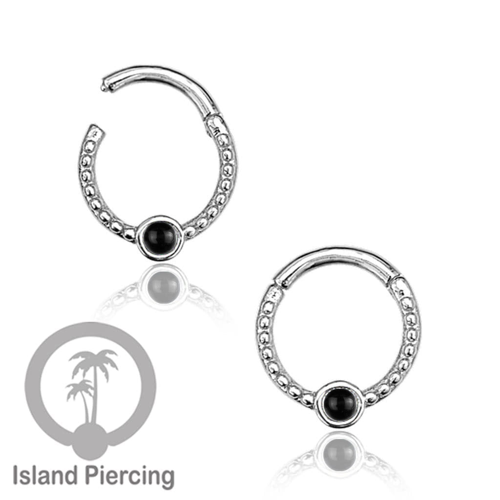 Hinged Segment Ring Anting Piercing Stainless dengan Batu