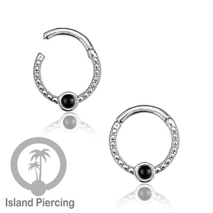 Hinged Segment Ring Anting Piercing Stainless dengan Batu
