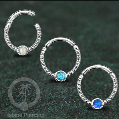 Hinged Segment Ring Anting Piercing Stainless dengan Batu