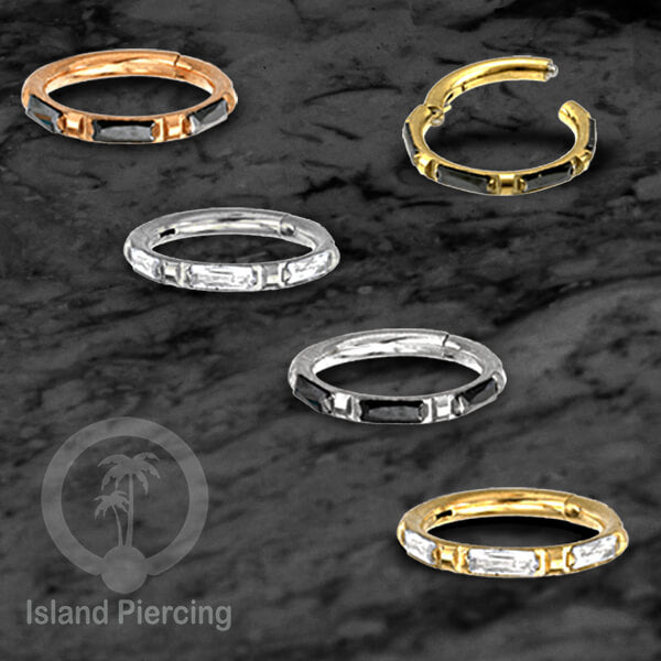 Tindik Segment Ring warna gold Helix Piercing Tindik Stainless zircon kotak banyak warna