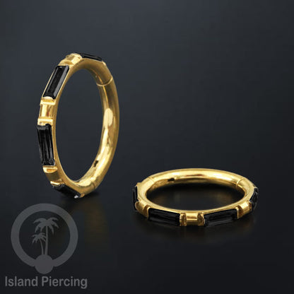 Tindik Segment Ring warna gold Helix Piercing Tindik Stainless zircon kotak banyak warna