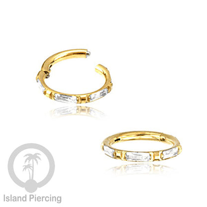 Tindik Segment Ring warna gold Helix Piercing Tindik Stainless zircon kotak banyak warna