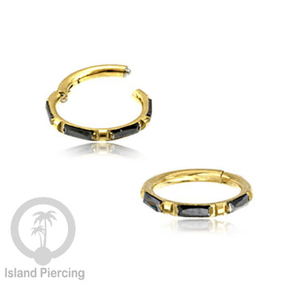 Tindik Segment Ring warna gold Helix Piercing Tindik Stainless zircon kotak banyak warna