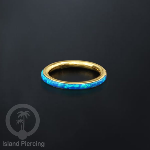 Tindik Hinged Segment steel ring Helix Piercing &amp; Anting Tindik Stainless Opal Putih &amp; Biru