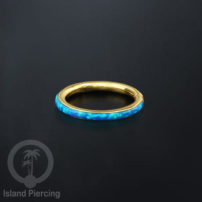 Tindik Hinged Segment steel ring Helix Piercing &amp; Anting Tindik Stainless Opal Putih &amp; Biru