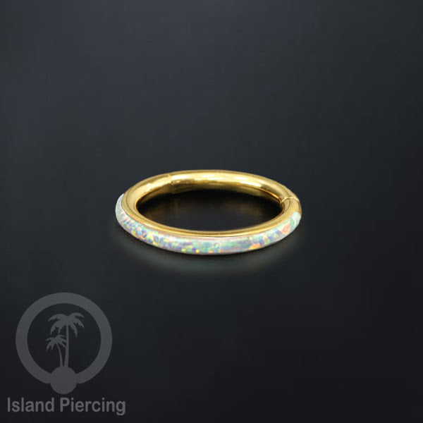 Tindik Hinged Segment steel ring Helix Piercing &amp; Anting Tindik Stainless Opal Putih &amp; Biru