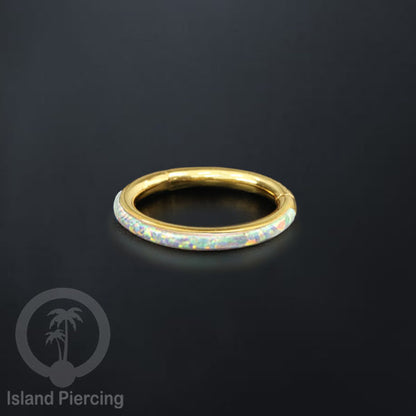 Tindik Hinged Segment steel ring Helix Piercing &amp; Anting Tindik Stainless Opal Putih &amp; Biru