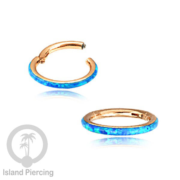 Tindik Hinged Segment steel ring Helix Piercing &amp; Anting Tindik Stainless Opal Putih &amp; Biru