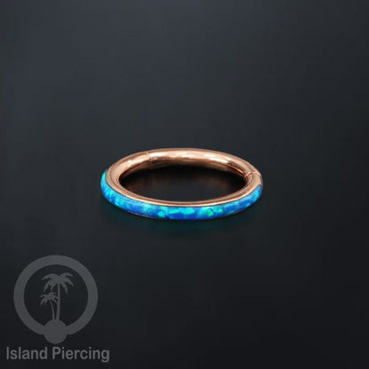 Tindik Hinged Segment steel ring Helix Piercing &amp; Anting Tindik Stainless Opal Putih &amp; Biru