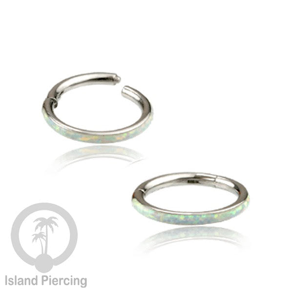 Tindik Hinged Segment steel ring Helix Piercing &amp; Anting Tindik Stainless Opal Putih &amp; Biru