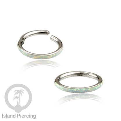 Tindik Hinged Segment steel ring Helix Piercing &amp; Anting Tindik Stainless Opal Putih &amp; Biru