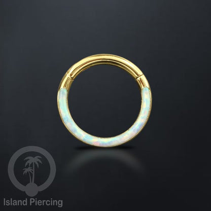 Tindik Hinged Segment steel ring Helix Piercing &amp; Anting Tindik Stainless Opal Putih &amp; Biru