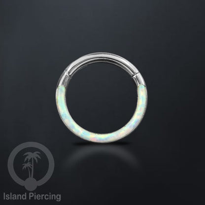 Tindik Hinged Segment steel ring Helix Piercing &amp; Anting Tindik Stainless Opal Putih &amp; Biru