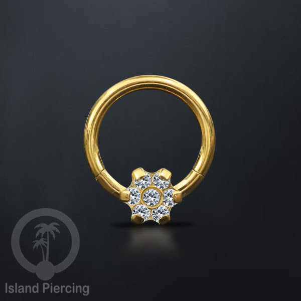 Piercing Stainless Segment Ring Tindik Stainless 7 kristal zircon Anting telinga &amp; hidung
