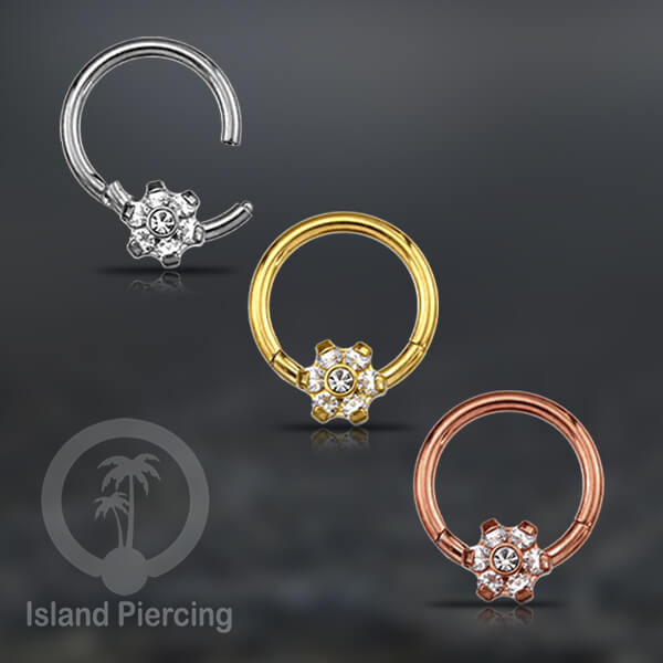Piercing Stainless Segment Ring Tindik Stainless 7 kristal zircon Anting telinga &amp; hidung