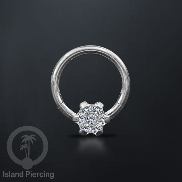 Piercing Stainless Segment Ring Tindik Stainless 7 kristal zircon Anting telinga &amp; hidung